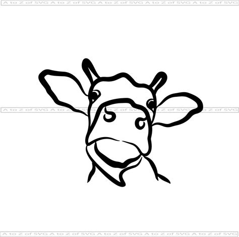 Cow Face Head Ears Bovine Bull Farm Animal Detailed Silhouette Etsy