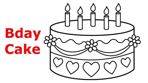 How To Draw Birthday Cake For Kids Cake And Candles Birthday Cake