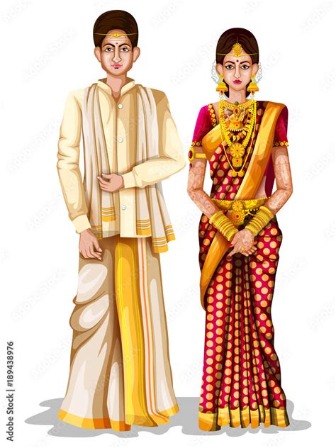 Andhrait Wedding Couple In Traditional Costume Of Andhra Pradesh India