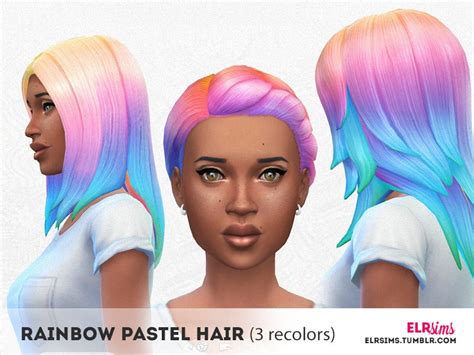 Elrsims Elr Sims Rainbow Pastel Hair 3 Non Default Recolors B