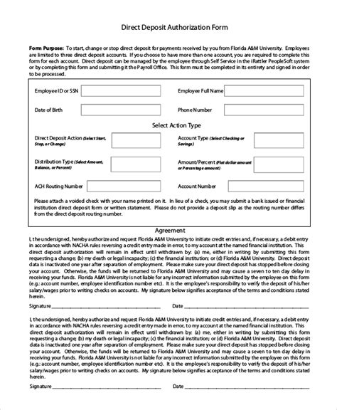 FREE 10 Sample Direct Deposit Authorization Forms In PDF MS Word