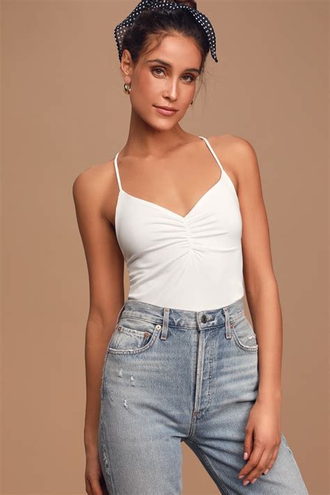 Sexy White Tank Top Backless Tank Top Ruched Tank Top Lulus