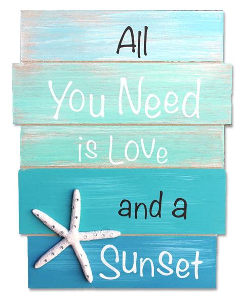 Love And A Sunset Plank Sign Beach Wall Decor Beach Signs Wooden