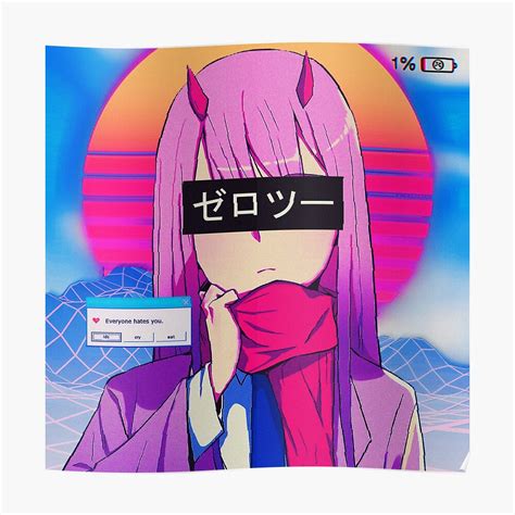 Sadboys Zero Two Vaporwave Aesthetic．png Poster By Waifu Dope Redbubble
