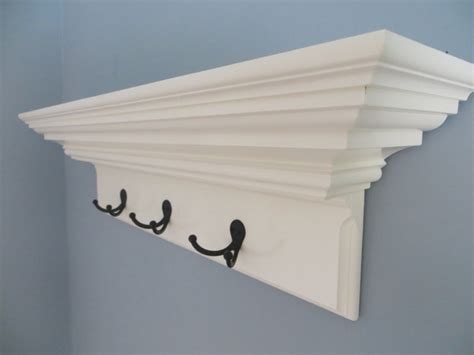 Crown Molding Floating Shelf With 3 Oil Rubbed Bronze Hooks 5995
