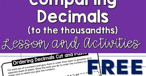 Teaching in an Organized Mess: Comparing Decimals to the Thousandths Free Lesson Plan and Activities