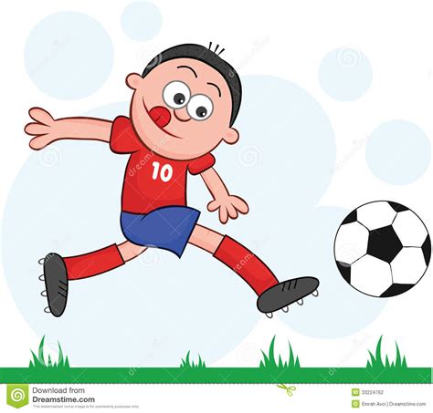 Cartoon Soccer Player Leaping And Kicking Stock