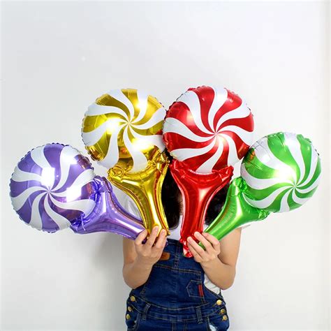 New 1piece Colorful Candy Foil Air Balloons 18inch Round Stick Lollipop