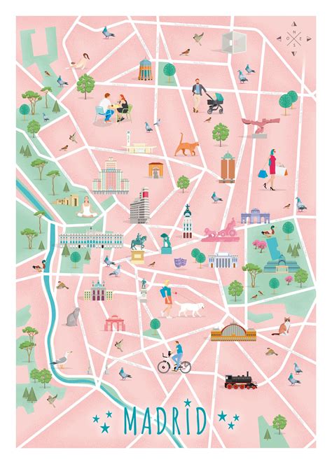 Mapa Ilustrado Para Enamorados De Madrid De Sus Acogedoras Gentes