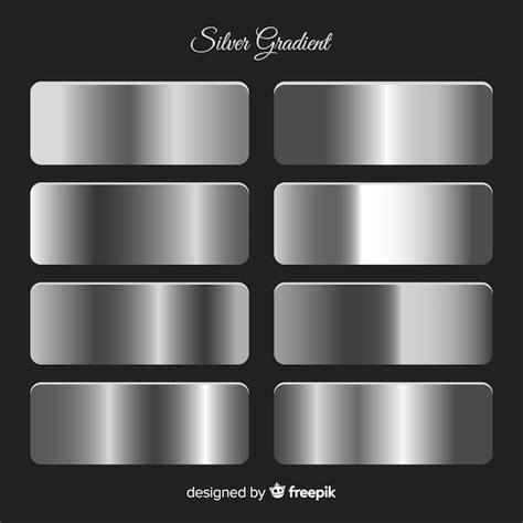 Metallic Texture Silver Gradient Set Free Vector