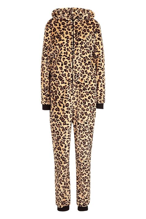 Leopard Onesie Boohoo In 2020 Fleece Sleepwear Cosy Outfit