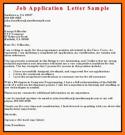 Refer to any other documents you have included with your letter, such as application or other forms, letters of recommendation, resume, examples of your work, etc. Business Letter Examples: Job Application Letter