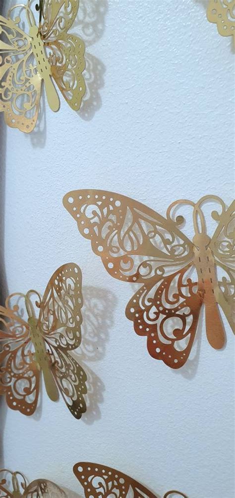 3d Butterfly Wall Art Pack Of 12 Gold Type B Etsy