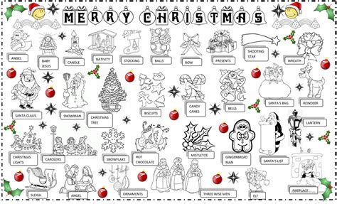 Christmas Pictionary Words Printable