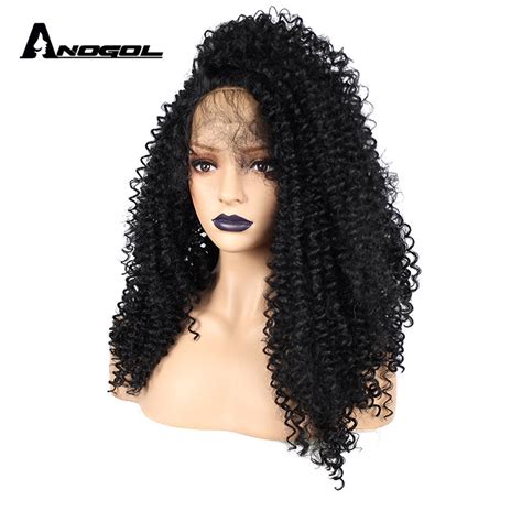 Anogol High Temperature Fiber Brazilian Hair Peruca Full Long Kinky