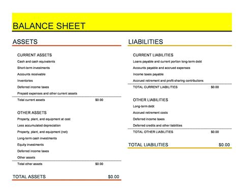 Balance Sheet Templates