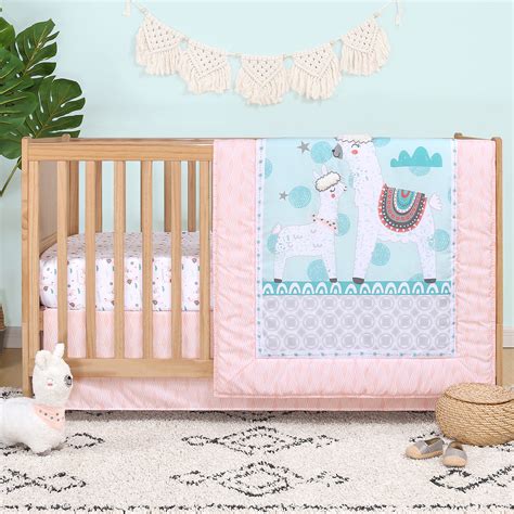 Llama Love 4 Piece Animal Theme Baby Girl Crib Bedding Set