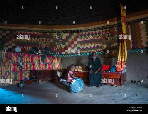 Ethiopian Muslim Man Inside His Traditional Painted And Decorated House