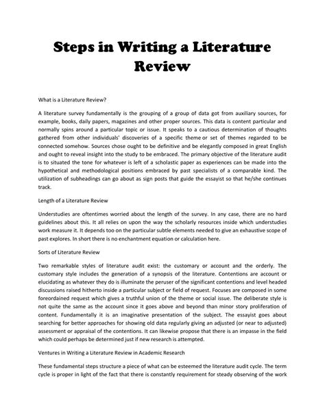 How To Write A Literature Review Quickly