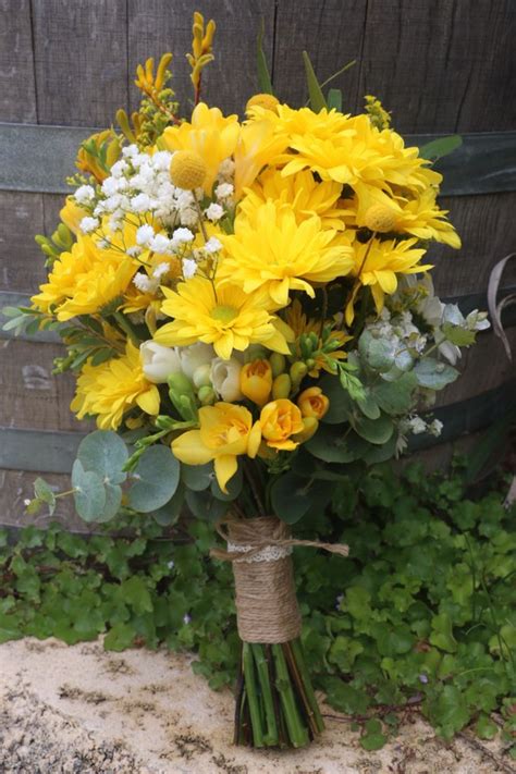 Yellow Bouquet Made Of Billy Balls Daisy Chrysanthemums