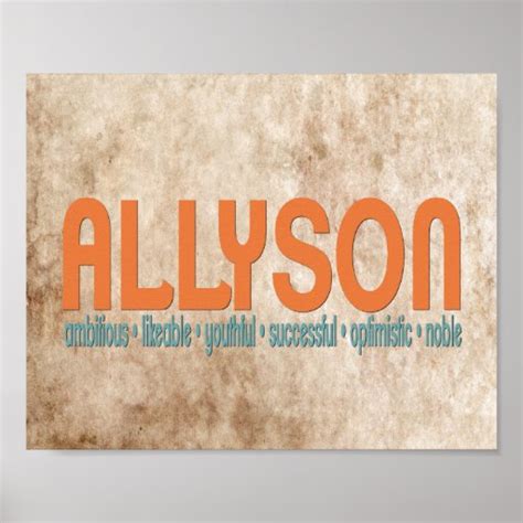 Allyson Name Meaning Print Zazzle