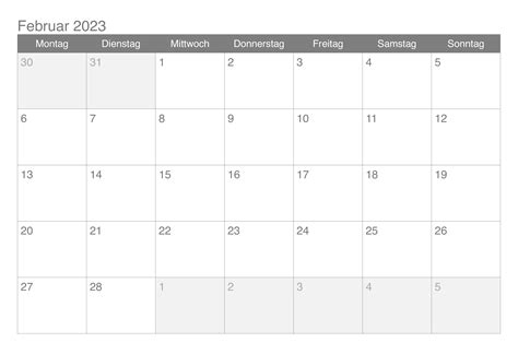 Kalender Februar 2023 Zum Ausdrucken Drucken Docalendario