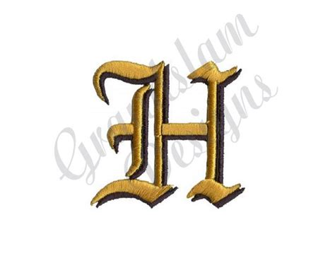 Old English Letter H Machine Embroidery Design Etsy
