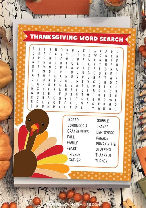 Thanksgiving Word Search Printable Fun Loving Families