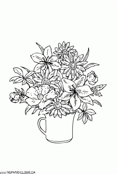 Dibujos para colorear ramo de flores es un caleidoscopio de imágenes con ramos de diferentes tipos de plantas con flores. dibujos-para-colorear-de-ramos-de-flores-013