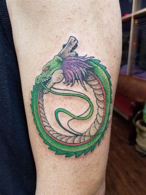 A simple dragon ball is the most common of the dragon ball tattoo designs. Shenron ouroboros. Thank you Bradley Trotter @ Blackend Tattoo in MN | Dragon ball tattoo ...