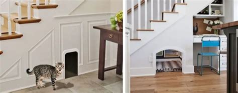 turn the empty space under your stairs into a kitty playhouse the purrington post