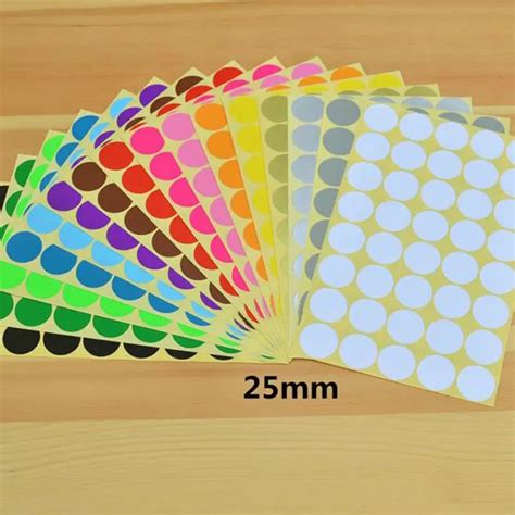 5 Sheetset 25mm Diy Stickers Colorful Writing Round Sticker Labels Dot