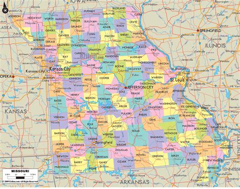 Detailed Political Map Of Missouri Ezilon Maps