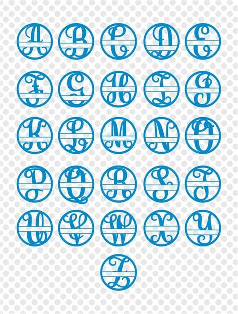 Download Split Monogram Script Letters with Circle SVG Split Font A-Z | Etsy | Monogram door hanger ...