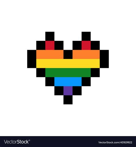 Rainbow Heart Shape Pixel Art Icon Lgbtq Vector Image