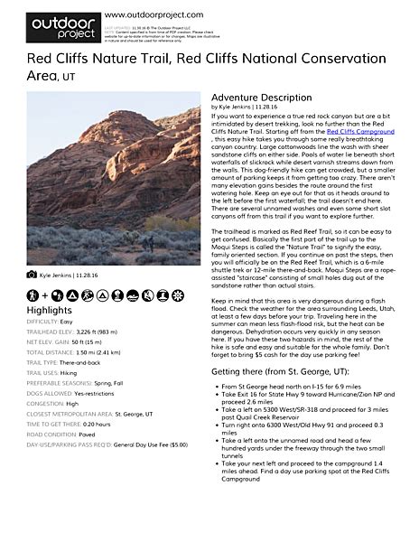 Red Cliffs Nature Trail | Outdoor Project in 2020 | Nature trail, Canyon country, Nature