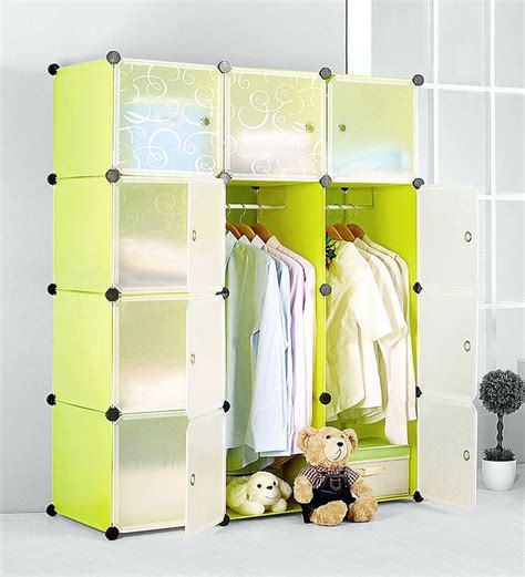 Buy Marc Folding Wardrobe With Multipurpose Shelves In Green Colour By