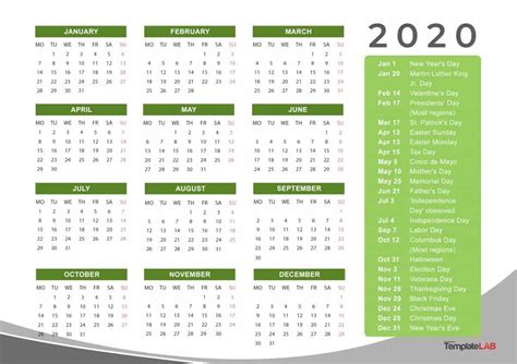 Calendar Labs 2020 Templates Calendar Template Printable