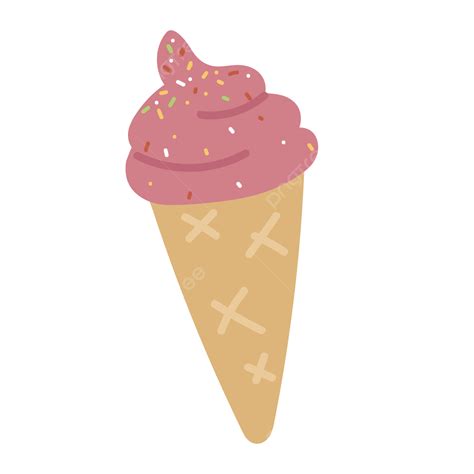 Strawberry Pink Ice Cream With Sprinkles Topping Vector Illustration