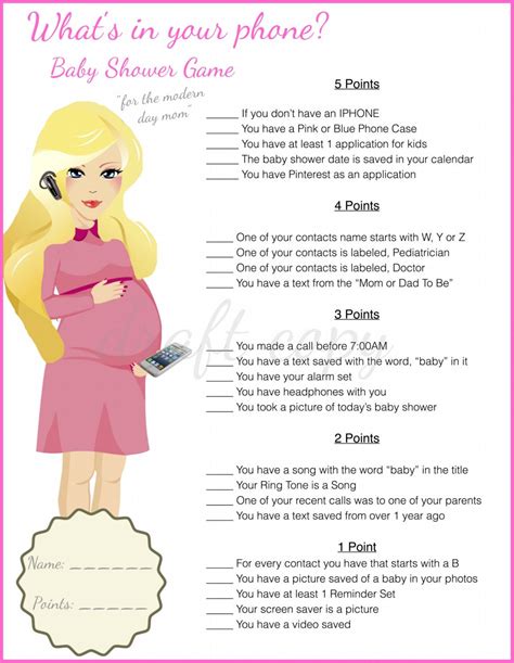 Baby Shower Game Whats In Your Phone Digital By 31flavorsofdesign With