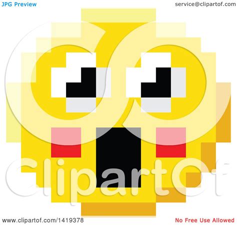 Clipart Of A Surprised 8 Bit Video Game Style Emoji Smiley Face