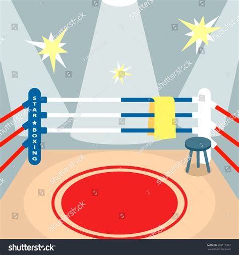 The Boxing Ring In A Cartoon Style Flat Vector Illustration