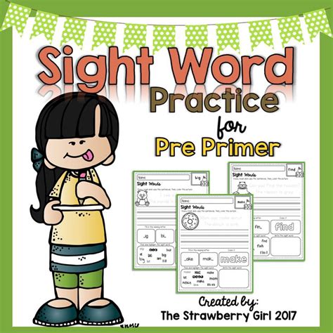 Sight Words Practice For Pre Primer Students