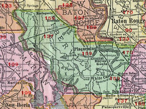 Iberville Parish Louisiana 1911 Map Rand Mcnally Plaquemine White