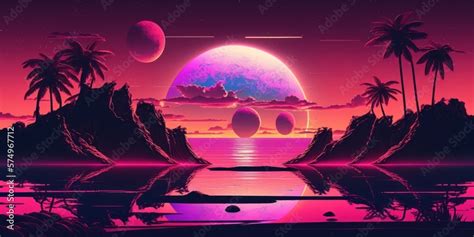 Cyber Punk Abstract Neon Color Explosion Concept Landscape Background