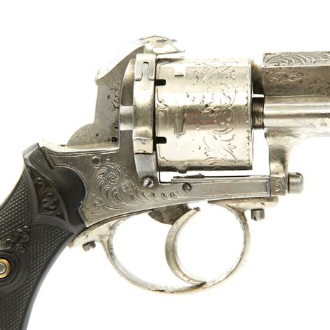 Original French Engraved Nickel Plated 9mm Pinfire Revolver Cira 1860