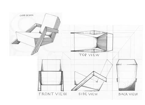 Chair Orthographic Projection Orthographic Drawing Architecture