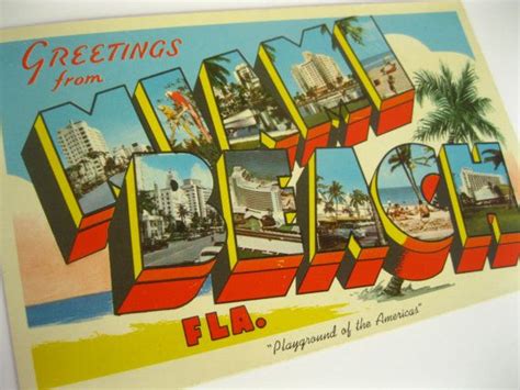 Vintage Miami Beach Florida Postcard 1960s Florida Souvenir Etsy