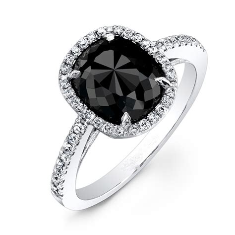 285 Carat Cushion Black Diamond Engagement Ring