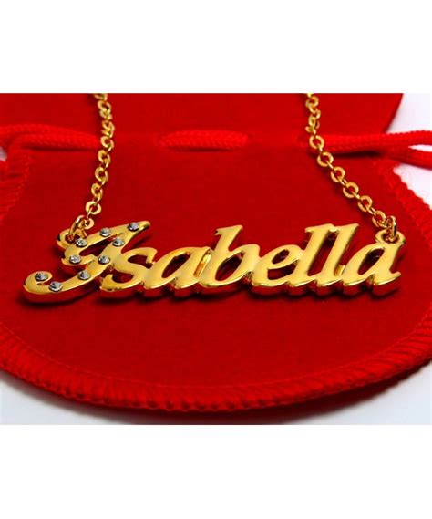 Name Necklace Isabella 18k Yellow Gold Plated Ck11lehdglp